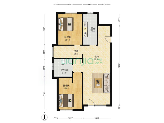 其仕和悦 2室1厅1卫 102平方