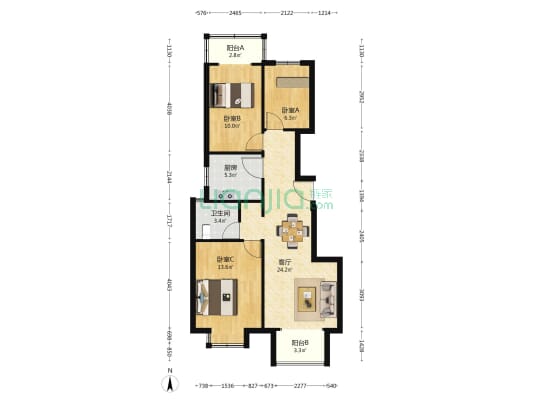 臻丽家园 3室1厅1卫 95平方