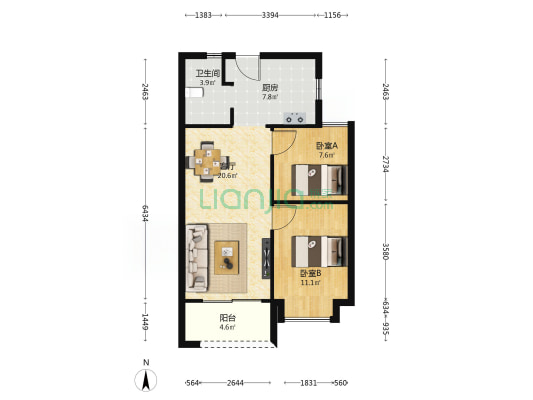 金滩郡 2室1厅1卫 72平方
