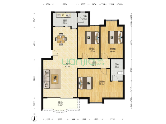碧云轩 3室1厅2卫 131平方