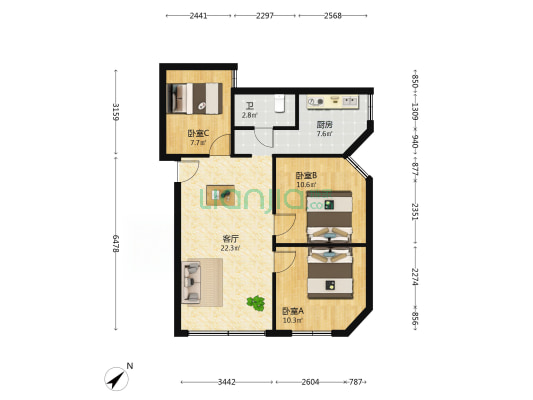 江南大道 3室1厅1卫 81平方