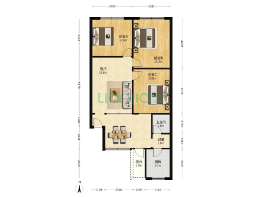 建设路三段45号 3室1厅1卫 111平方
