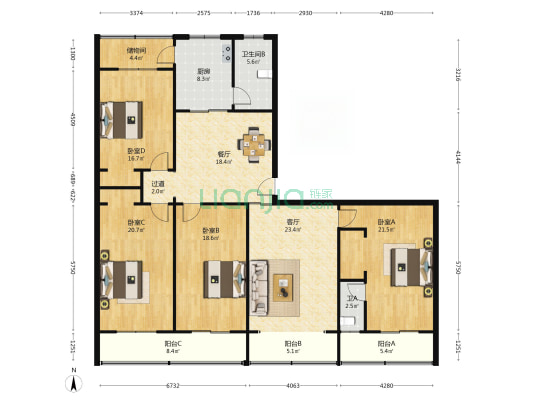 泰华街14号 4室2厅2卫 194平方