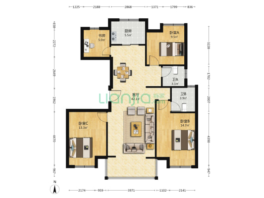 印溪公馆 4室1厅2卫 123平方