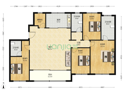 林溪雅苑 4室1厅3卫 193平方