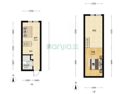 美的悦然里 1室1厅1卫 33平方