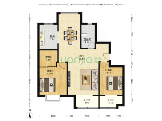 黄金山水郡一区 2室1厅1卫 118平方