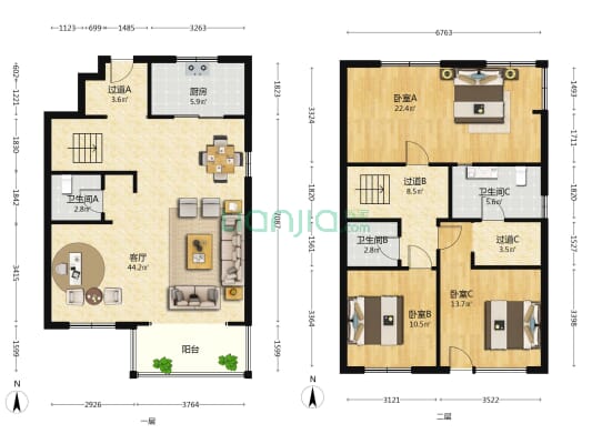 康大观山樾 3室1厅3卫 129平方