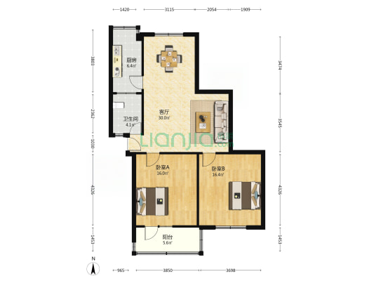 高路小区 2室1厅1卫 92平方