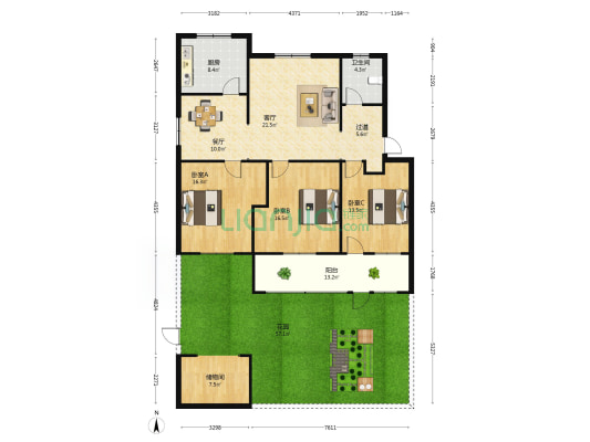 人事局家属院 3室2厅1卫 130平方