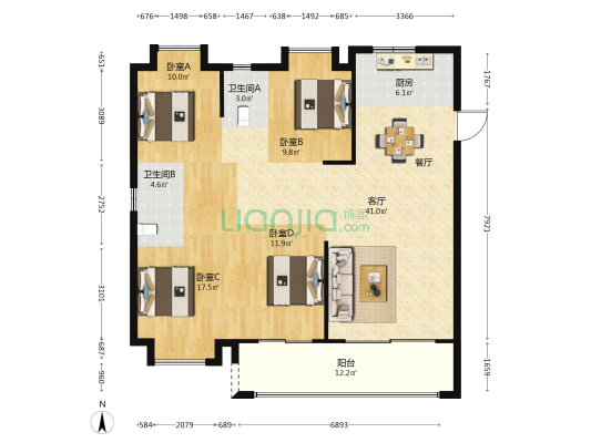 中南·樾府 4室1厅2卫 138平方
