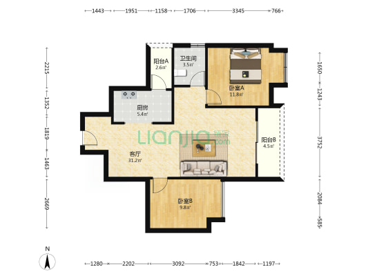 隆腾城市之光 2室1厅1卫 78平方