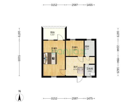 浦上小区B区 2室1厅1卫 55平方