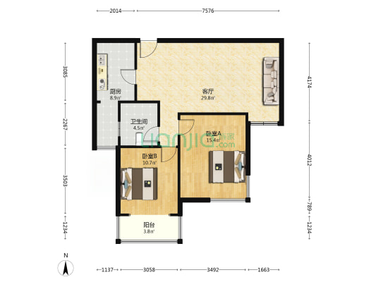 人和三期 2室1厅1卫 102平方