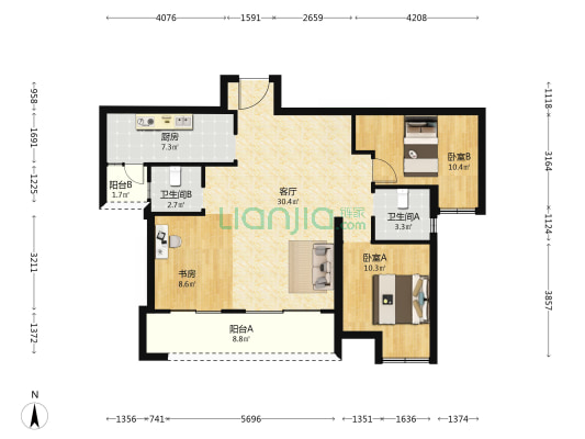 海伦堡海悦世界 3室1厅2卫 116平方