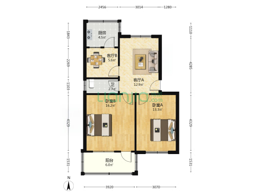 长清县医药公司住宅楼 2室2厅1卫 75平方