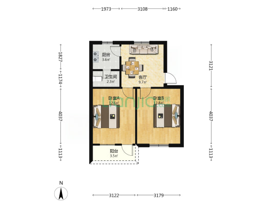 三中东里 2室1厅1卫 48平方