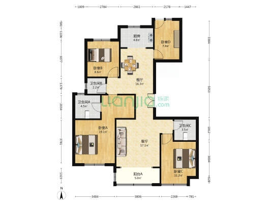 燕港御灏府 4室2厅3卫 144平方