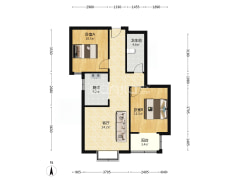 房子属于朝南两居，好楼层，采光好，简单装修本满二-涿州联合七号院户型图
