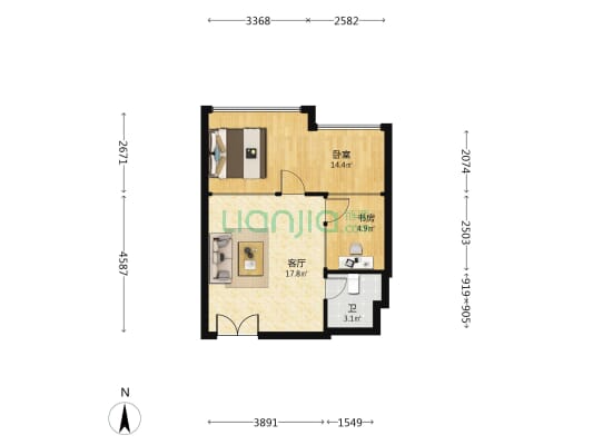 新亚洲国利大厦 2室1厅1卫 36平方