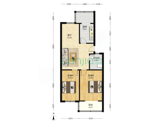 卫生材料厂生活区 2室1厅1卫 76平方