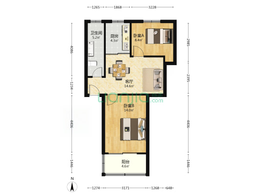 南京输油处南院 2室1厅1卫 62平方