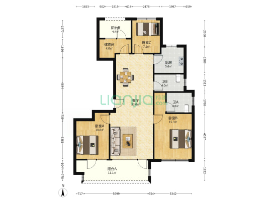 明月听澜 3室1厅2卫 128平方