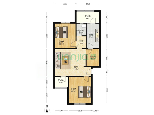 蓝苑小区 2室1厅1卫 79平方