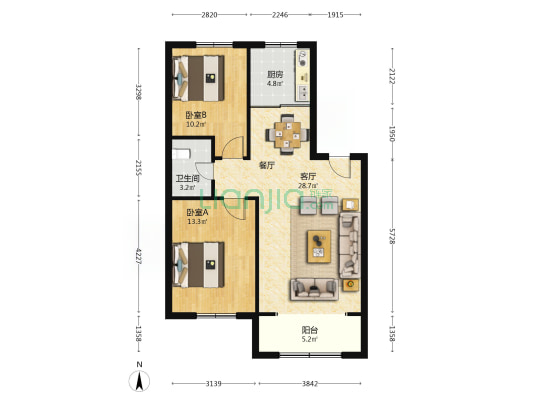 翠景园 2室1厅1卫 91平方