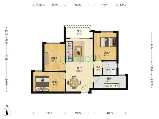 里城樾公馆 3室1厅1卫 81平方