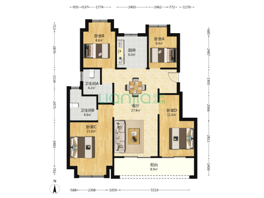 阳光城·未来悦 4室1厅2卫 111平方