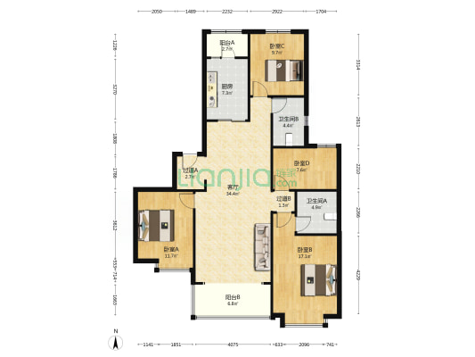 太原珺睿 4室1厅2卫 161平方