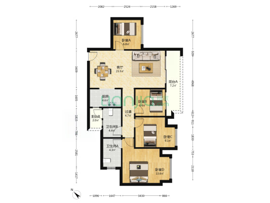 保利麓谷林语 4室1厅2卫 99平方