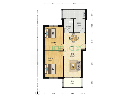 教苑小区 2室1厅1卫 83平方
