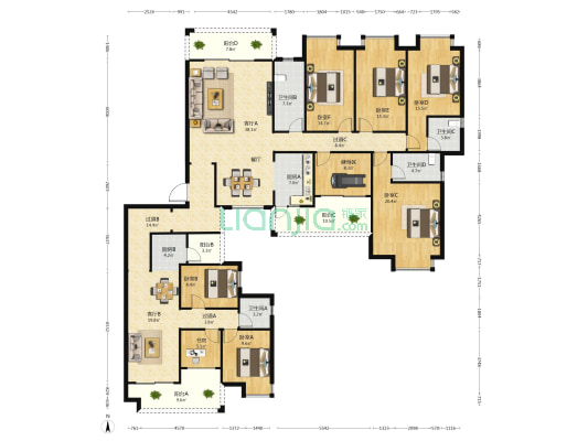 德泽苑 7室2厅4卫 275平方