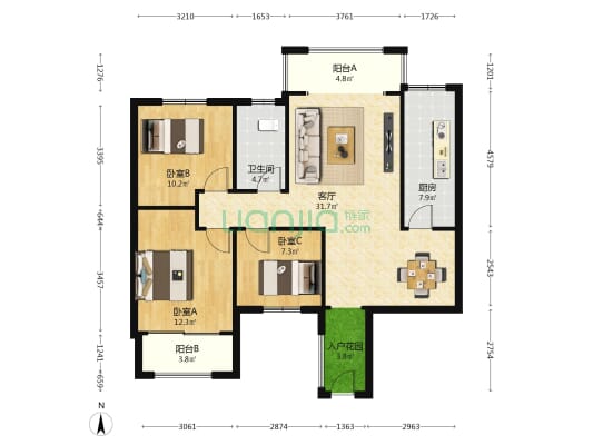 湘桥佳苑 3室1厅1卫 103平方