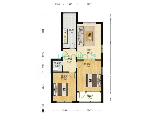 刘家新村 2室1厅1卫 74平方