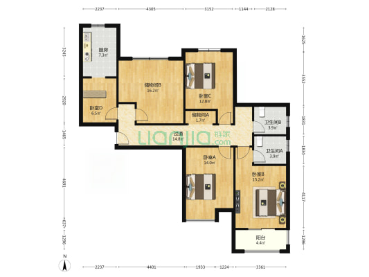 浩华香颂国际城 4室0厅2卫 136平方