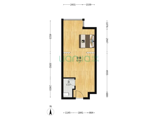 乐和城英尚国际 1室0厅1卫 47平方