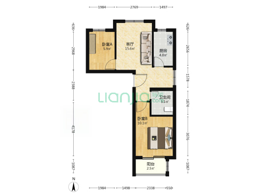 黑山A1区 2室1厅1卫 64平方