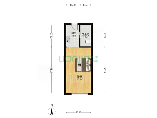 鲁商凤凰广场二期 1室0厅1卫 39平方