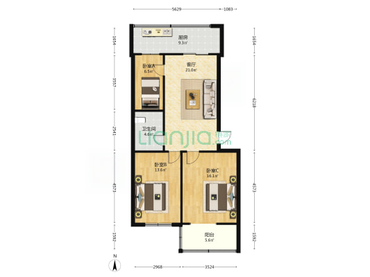 财政厅宿舍 3室1厅1卫 88平方