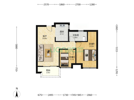 融泽府北区 2室1厅1卫 71平方