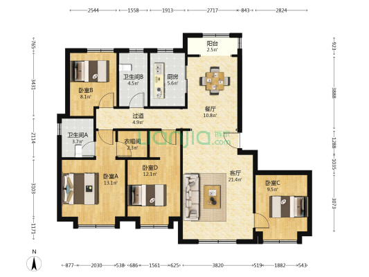 绿城春熙明月 4室2厅2卫 140平方
