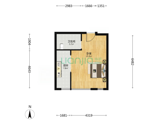 华纳豪园四、六期 1室0厅1卫 56平方
