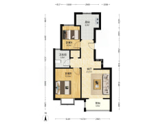 房本满五，税费少。毛坯房，南北通透两居-涿州天地新城户型图
