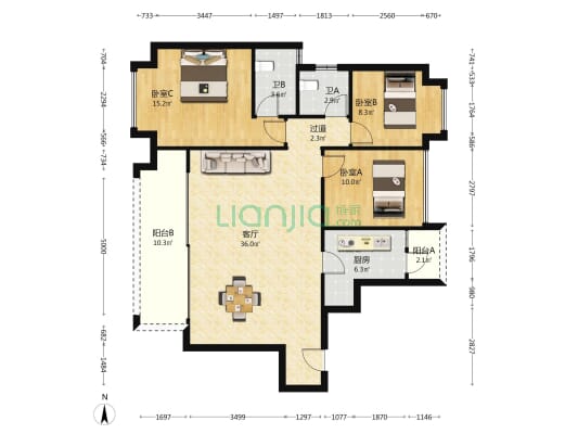 秀湖昱景 3室1厅2卫 118平方