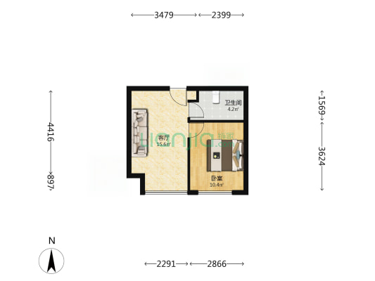 天府之窗星誉 1室1厅1卫 48平方