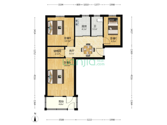 香铺营 3室1厅1卫 68平方