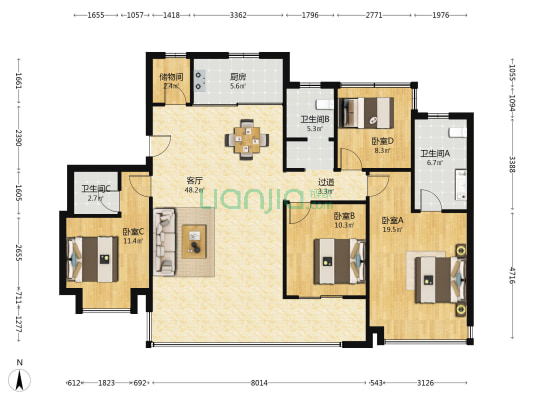 保利和悦云锦二期 4室1厅3卫 167平方
